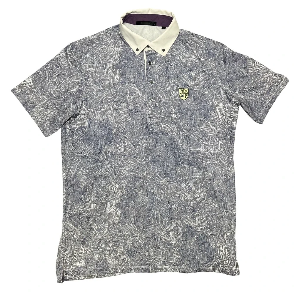 Greyson Polo Shirt Mens M purple White Geometric Hidden Wolf Performance Golf - Picture 3 of 8